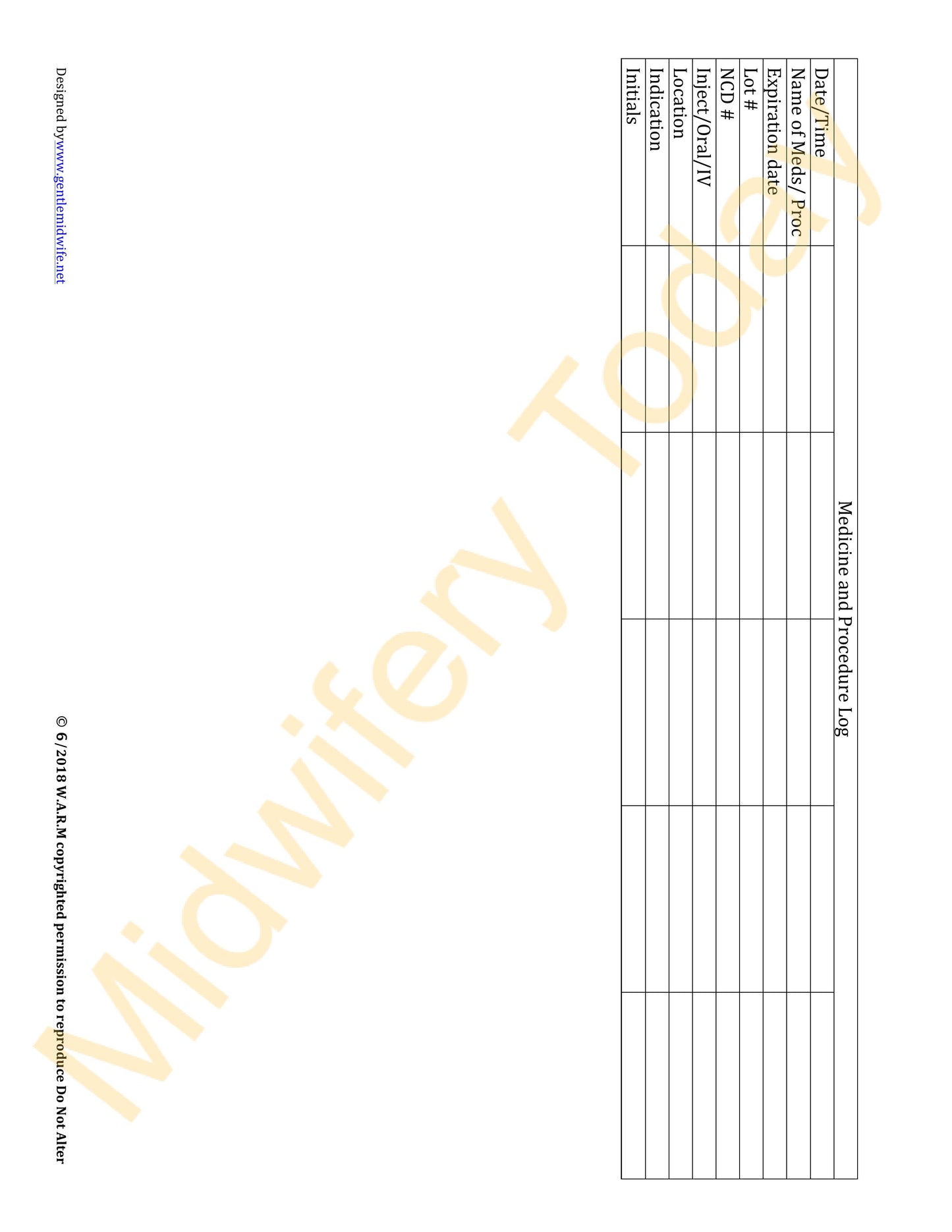 WARM Midwifery Charts Templates - Full Set