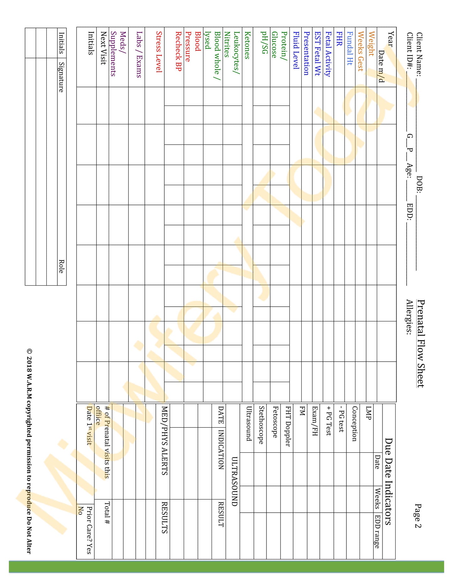 WARM Midwifery Charts Templates - Full Set